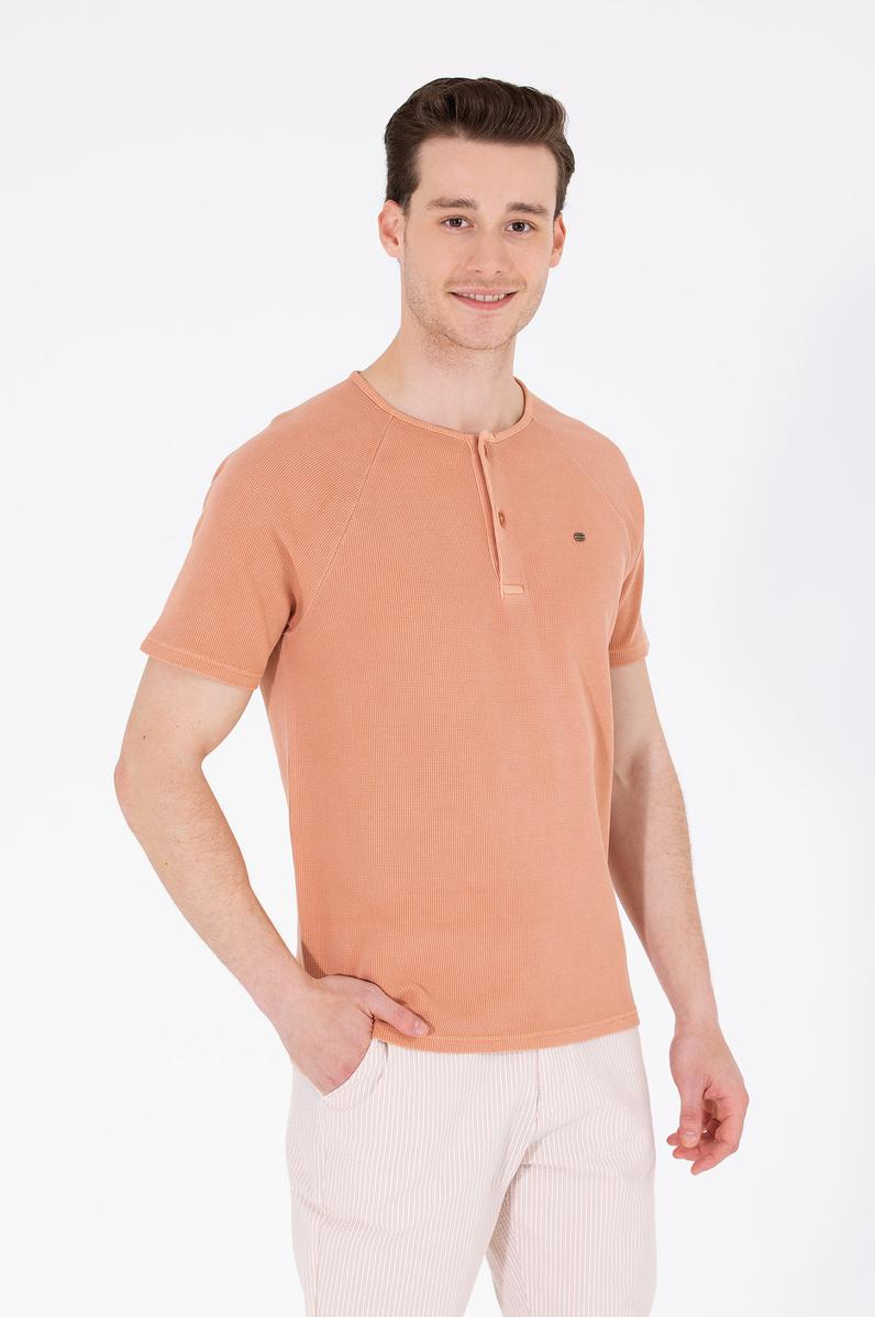 Erkek Pudra Bisiklet Yaka Tişört