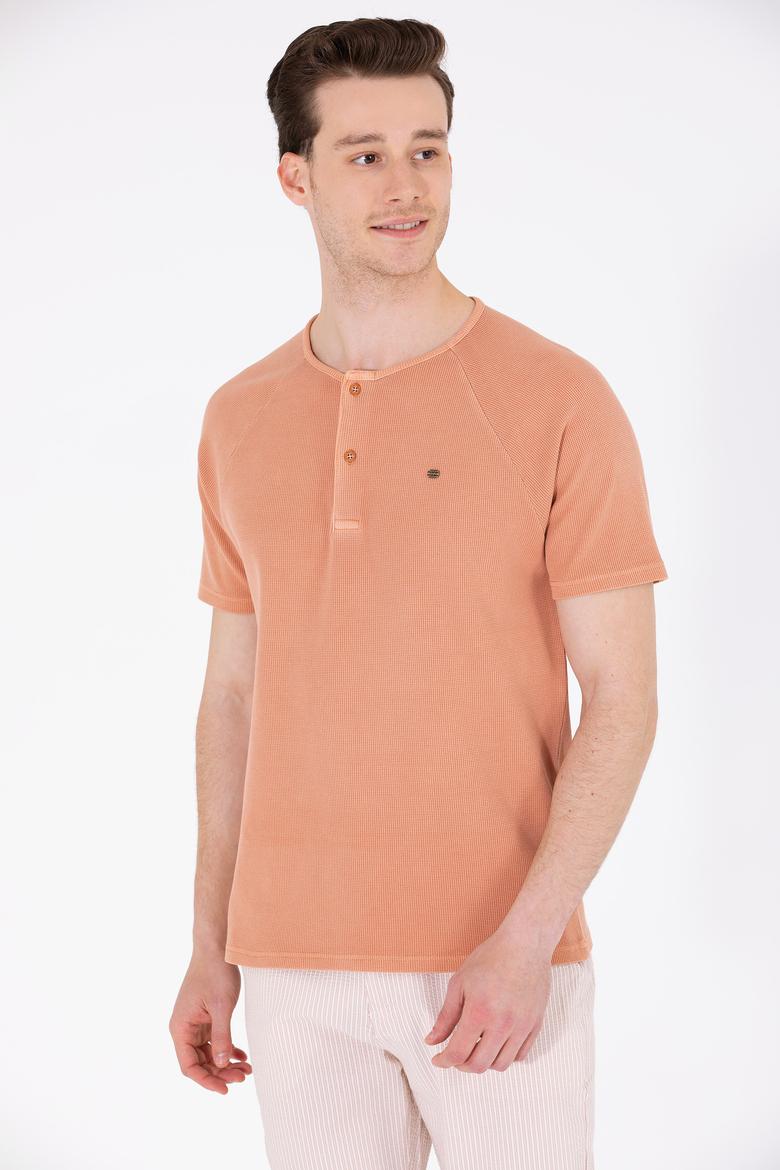 Erkek Pudra Bisiklet Yaka Tişört - 50263495057