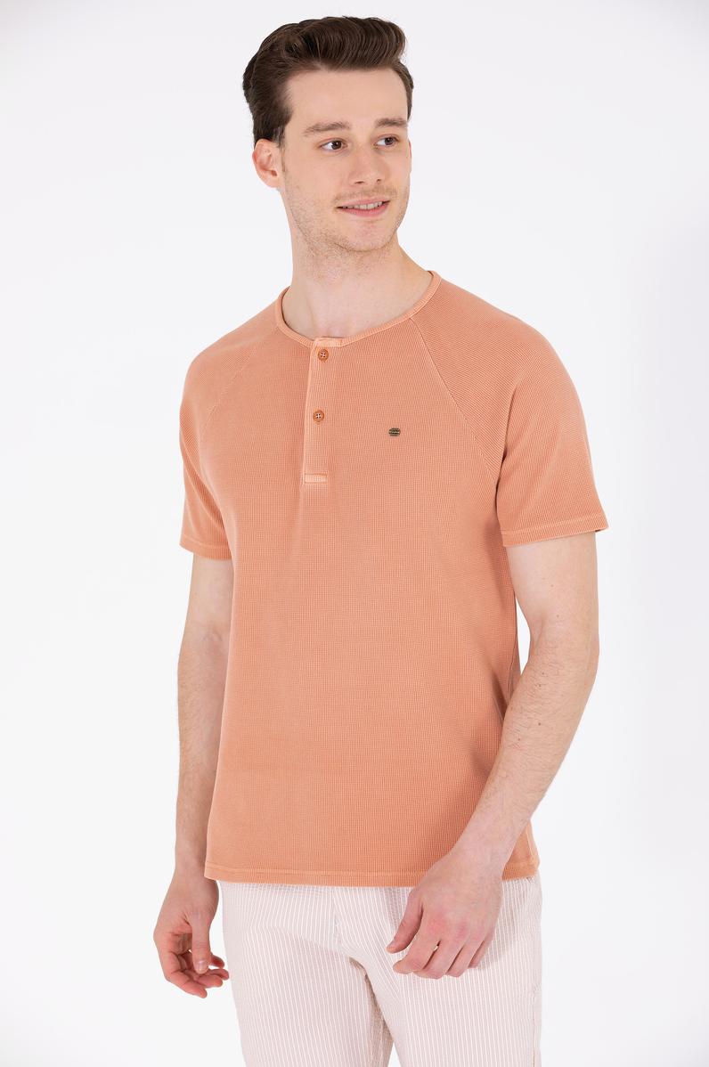 Erkek Pudra Bisiklet Yaka Tişört