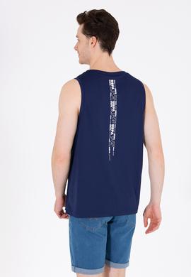 Erkek Lacivert Bisiklet Yaka Kolsuz Tişört - 50263566017