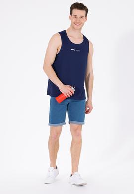 Erkek Lacivert Bisiklet Yaka Kolsuz Tişört - 50263566017