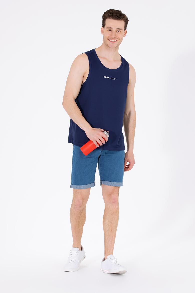 Erkek Lacivert Bisiklet Yaka Kolsuz Tişört - 50263566017