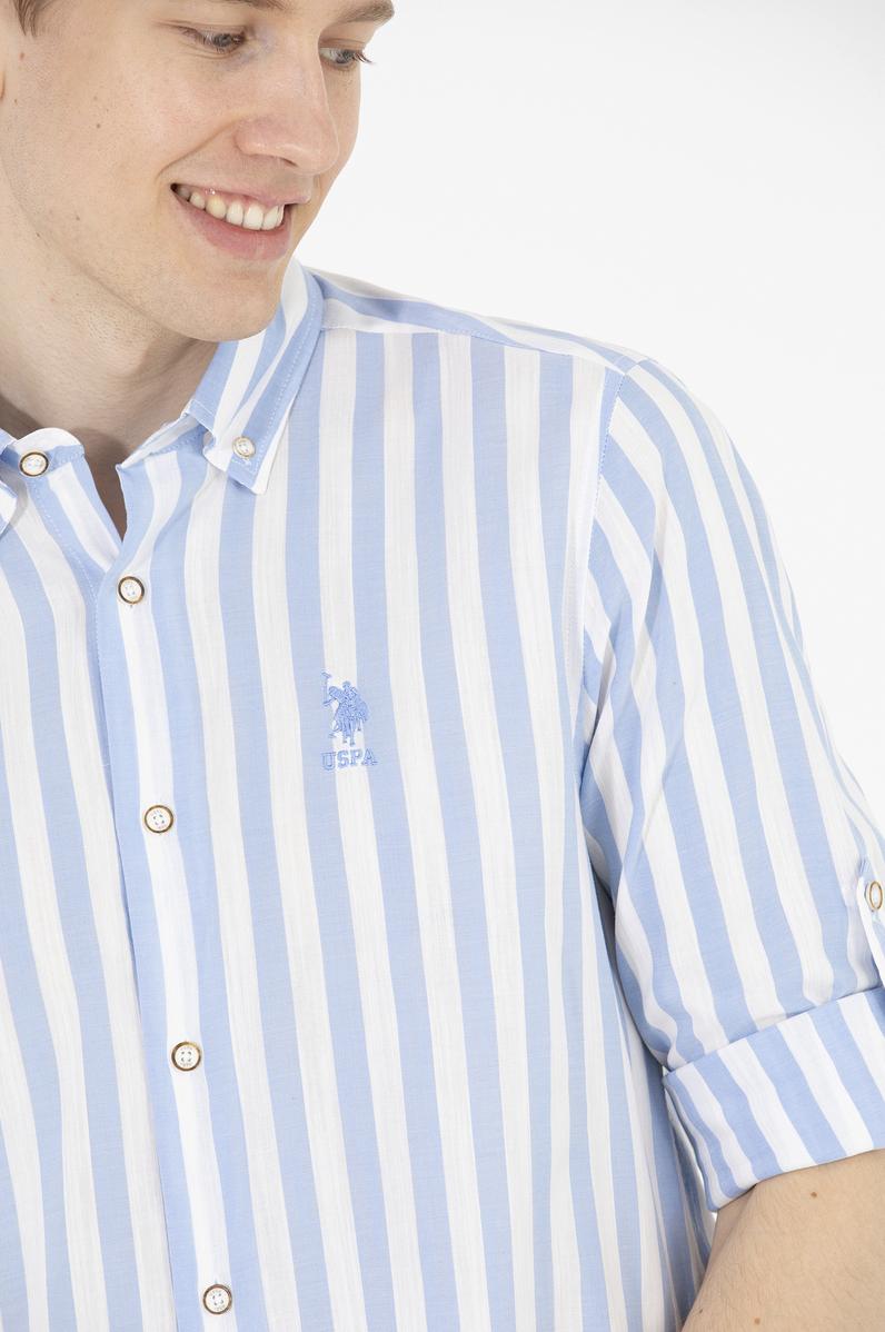 Erkek Mavi Uzun Kollu Gömlek