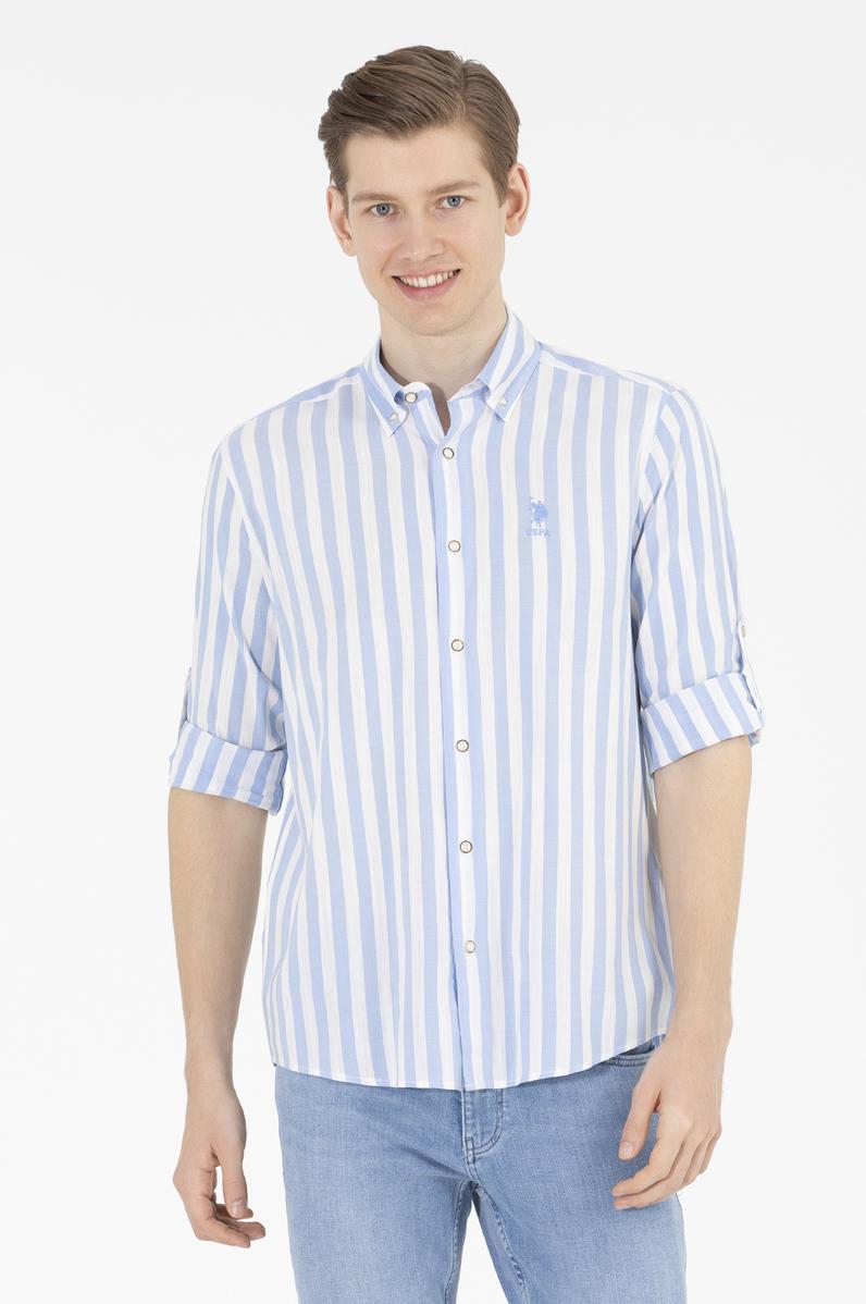 Erkek Mavi Uzun Kollu Gömlek