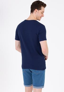 Erkek Lacivert Basic Bisiklet Yaka Tişört - 50262974016