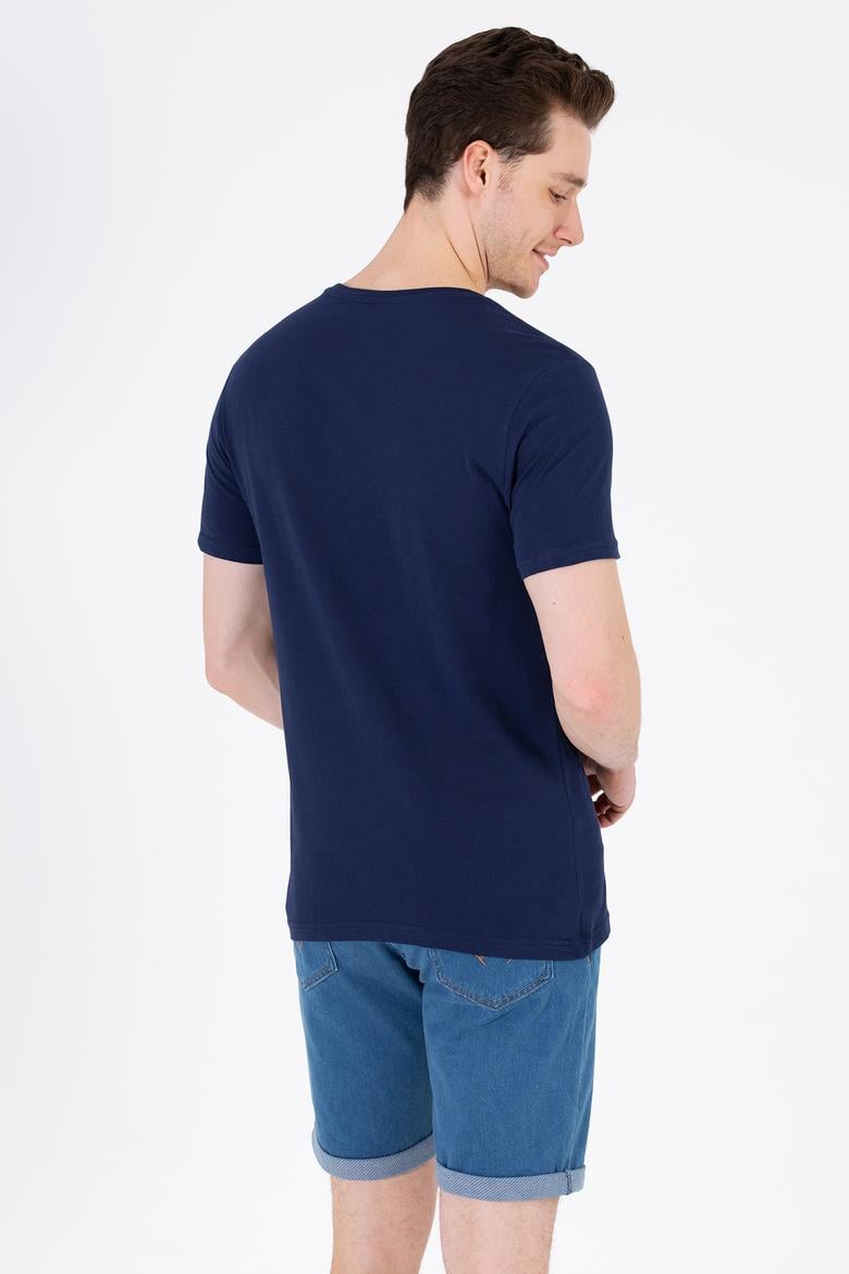 Erkek Lacivert Basic Bisiklet Yaka Tişört - 50262974016