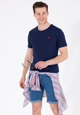 Erkek Lacivert Basic Bisiklet Yaka Tişört - 50262974016