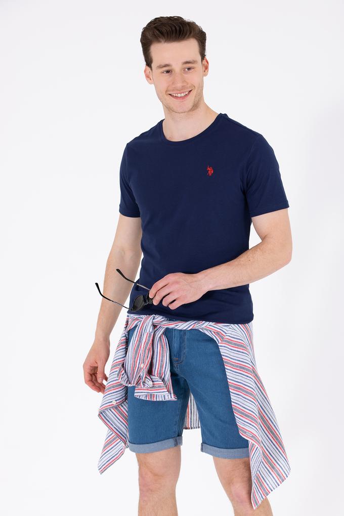 Erkek Lacivert Basic Bisiklet Yaka Tişört