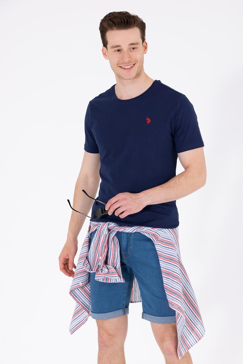 Erkek Lacivert Basic Bisiklet Yaka Tişört