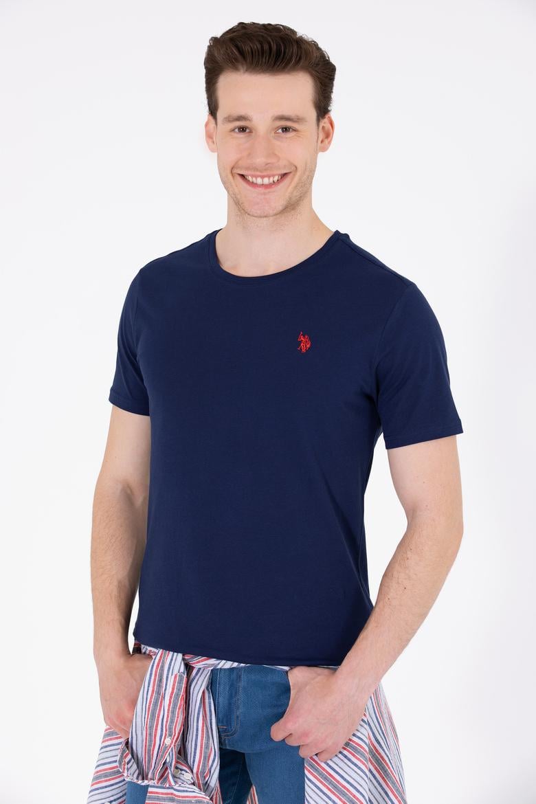 Erkek Lacivert Basic Bisiklet Yaka Tişört - 50262974016