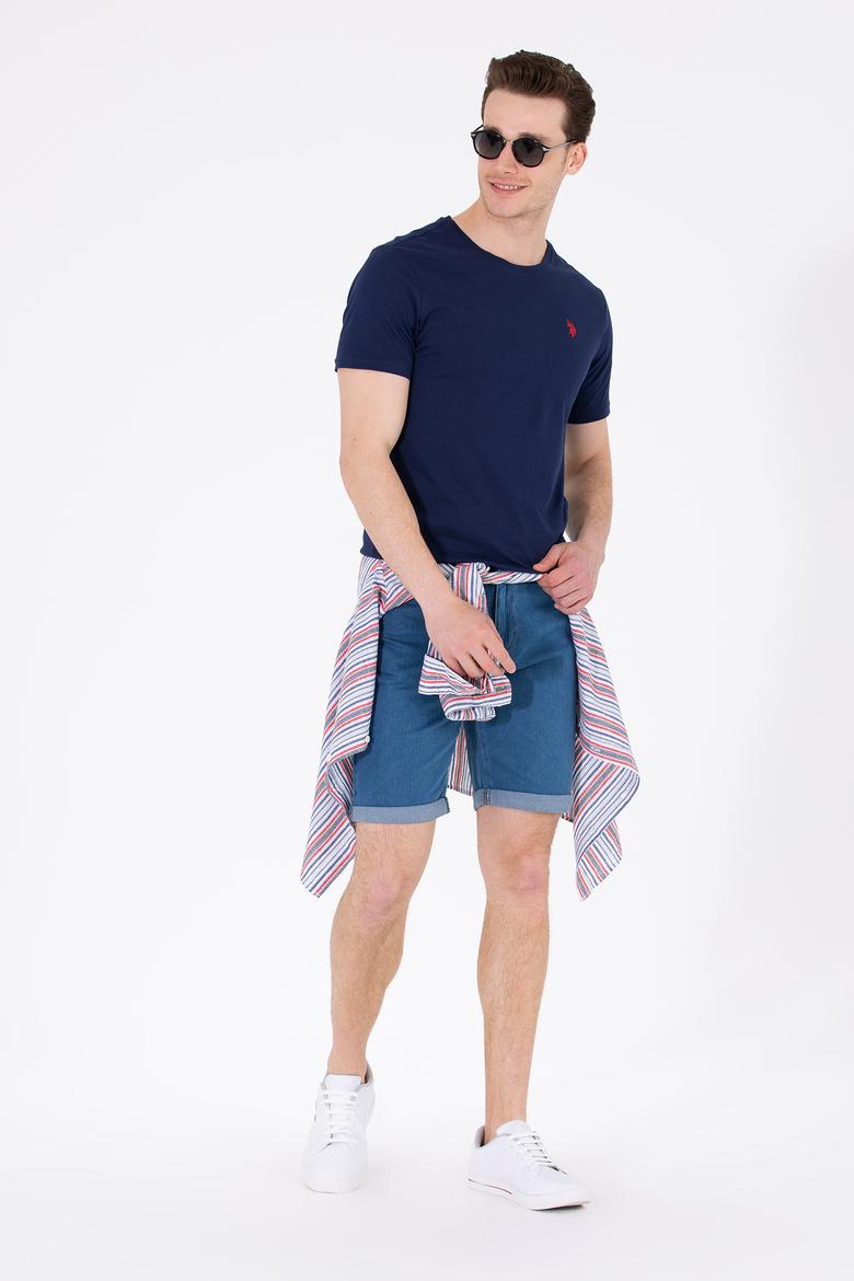 Erkek Lacivert Basic Bisiklet Yaka Tişört - 50262974016