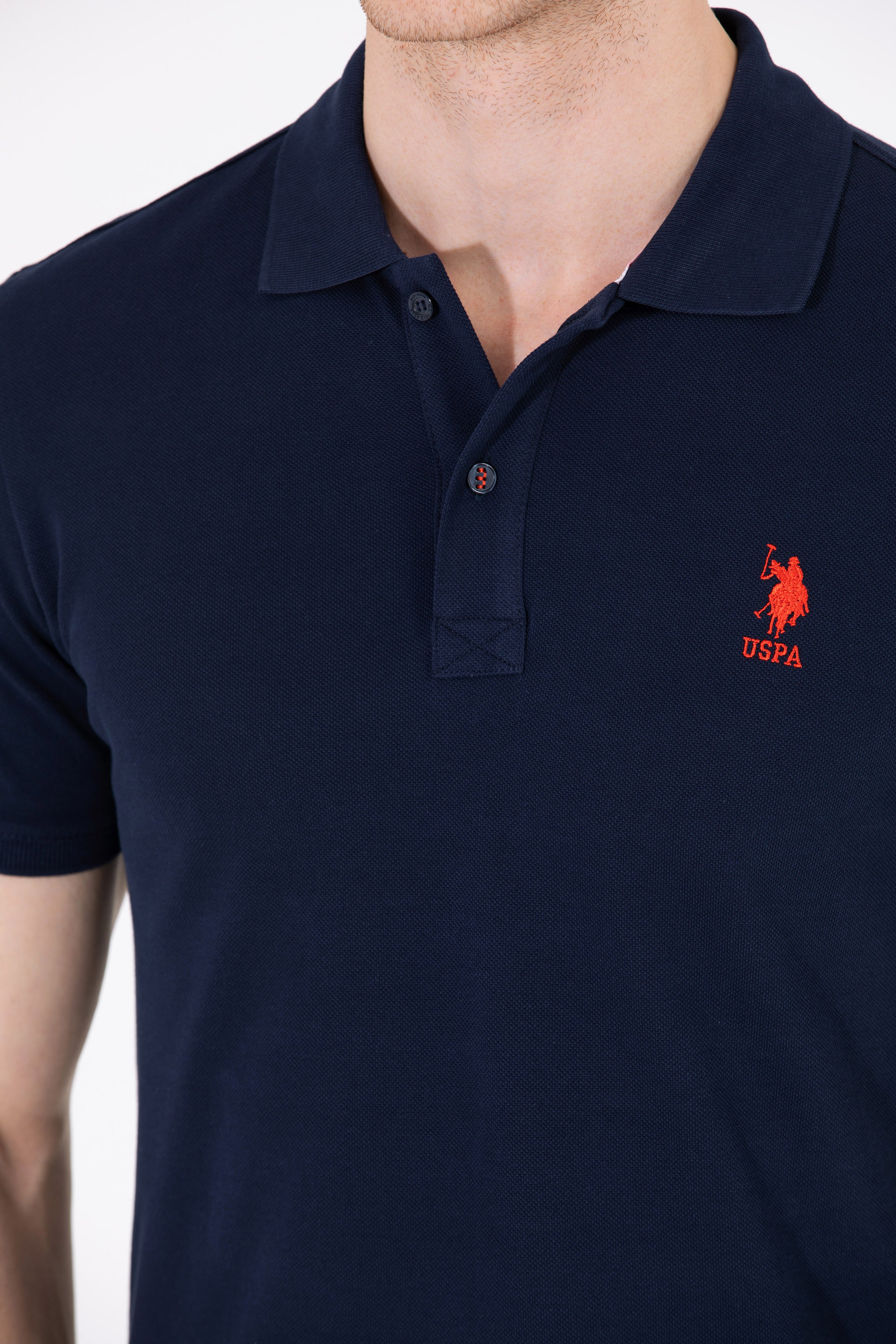 Erkek Koyu Lacivert Basic Polo Yaka Tişört - Image 7
