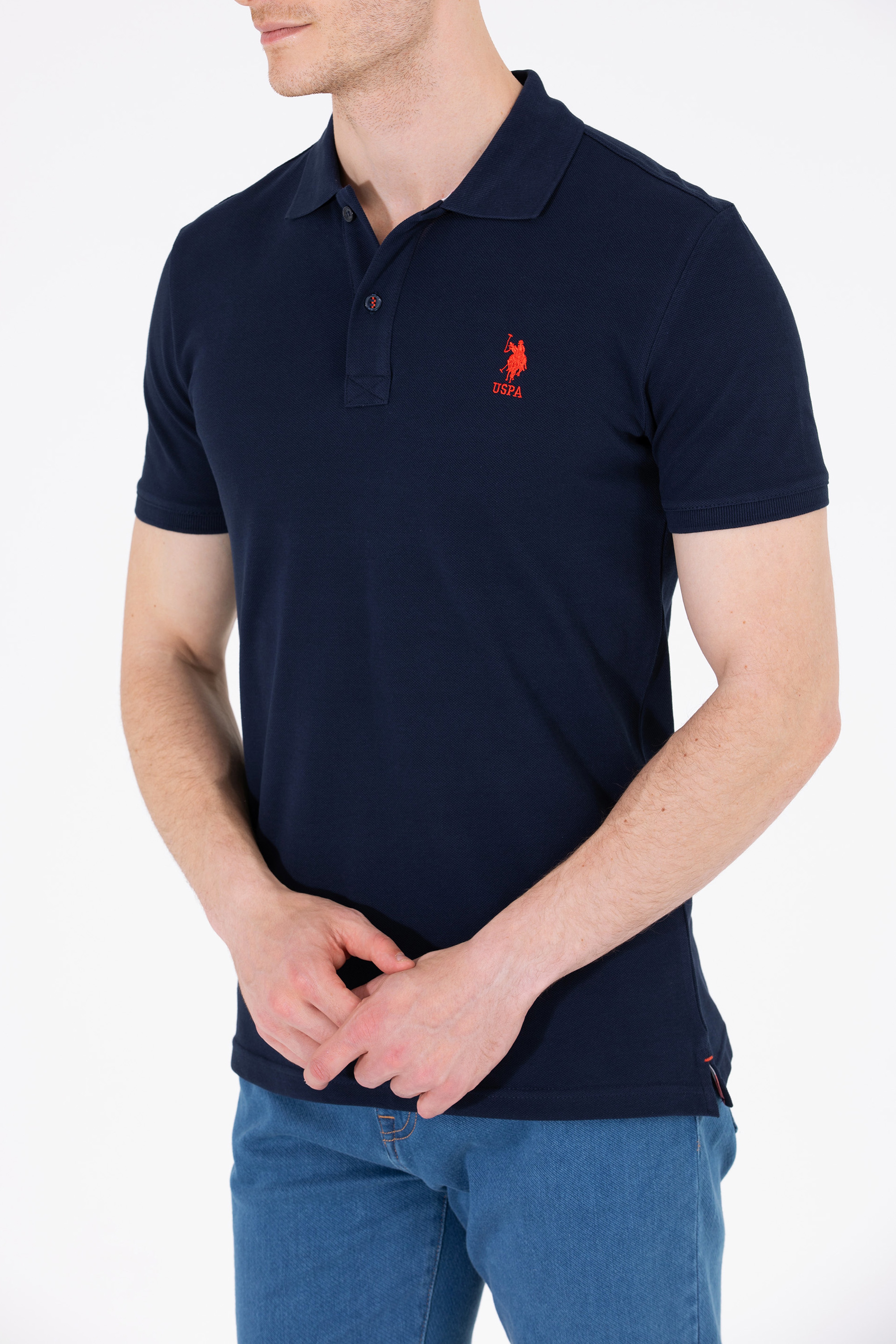 Erkek Koyu Lacivert Basic Polo Yaka Tişört
