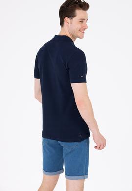 Erkek Koyu Lacivert Basic Polo Yaka Tişört - 50263238164
