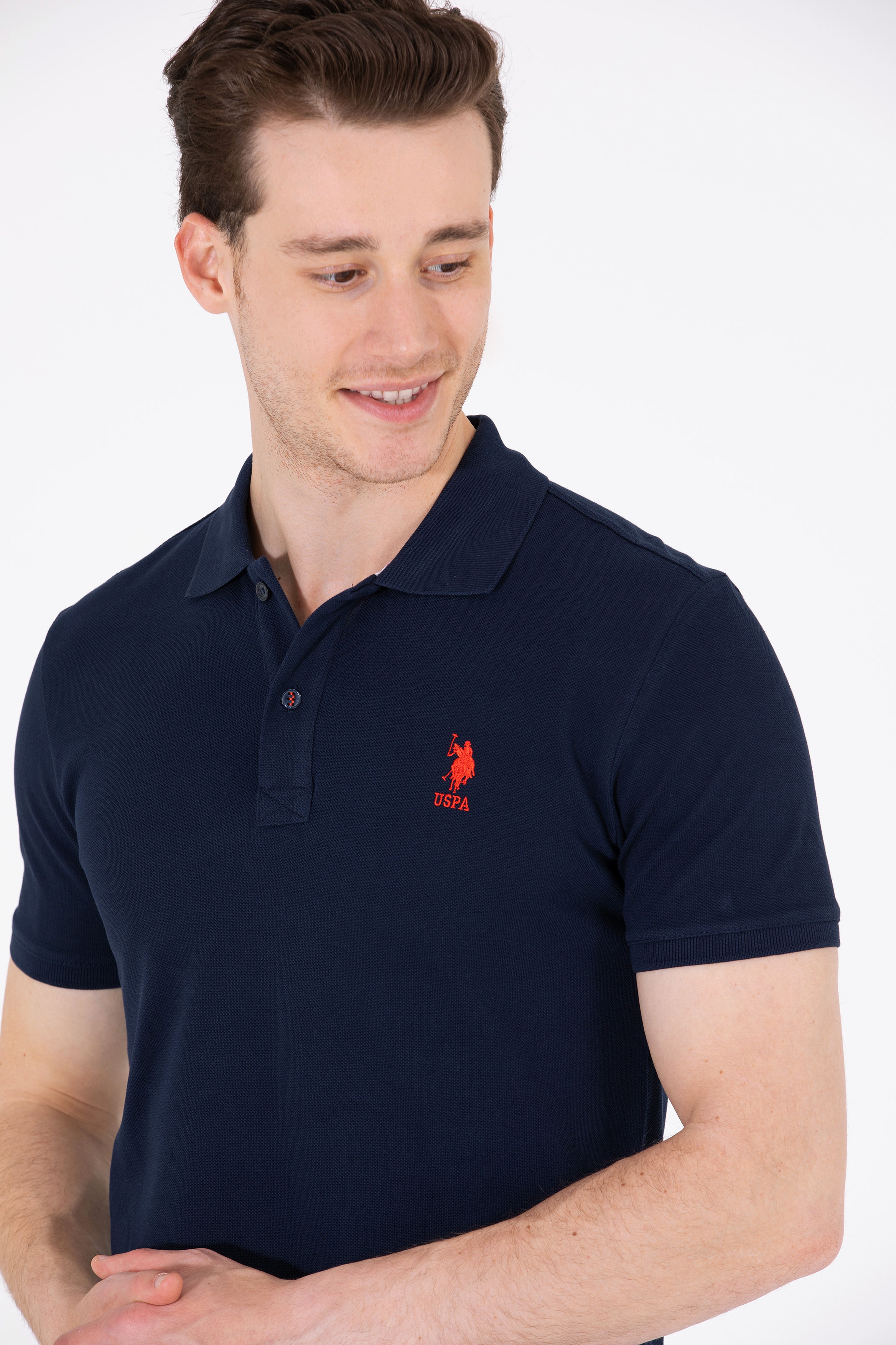 Erkek Koyu Lacivert Basic Polo Yaka Tişört - Image 3
