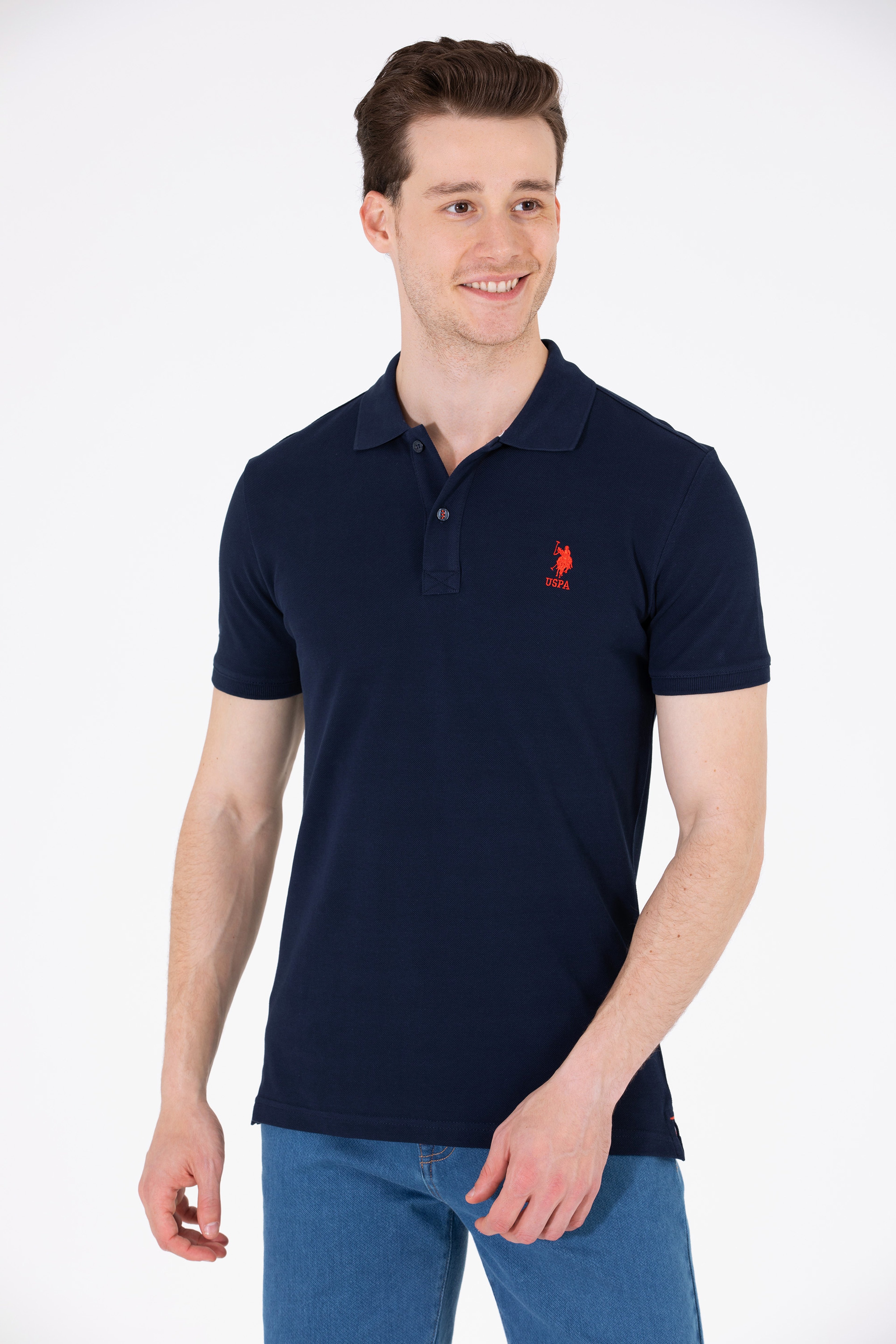 Erkek Koyu Lacivert Basic Polo Yaka Tişört - Image 2