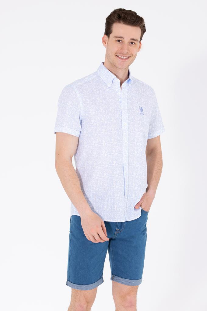 Erkek Mavi Kısa Kollu Gömlek