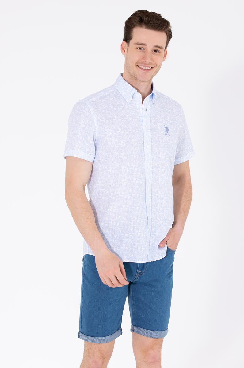 Erkek Mavi Kısa Kollu Gömlek