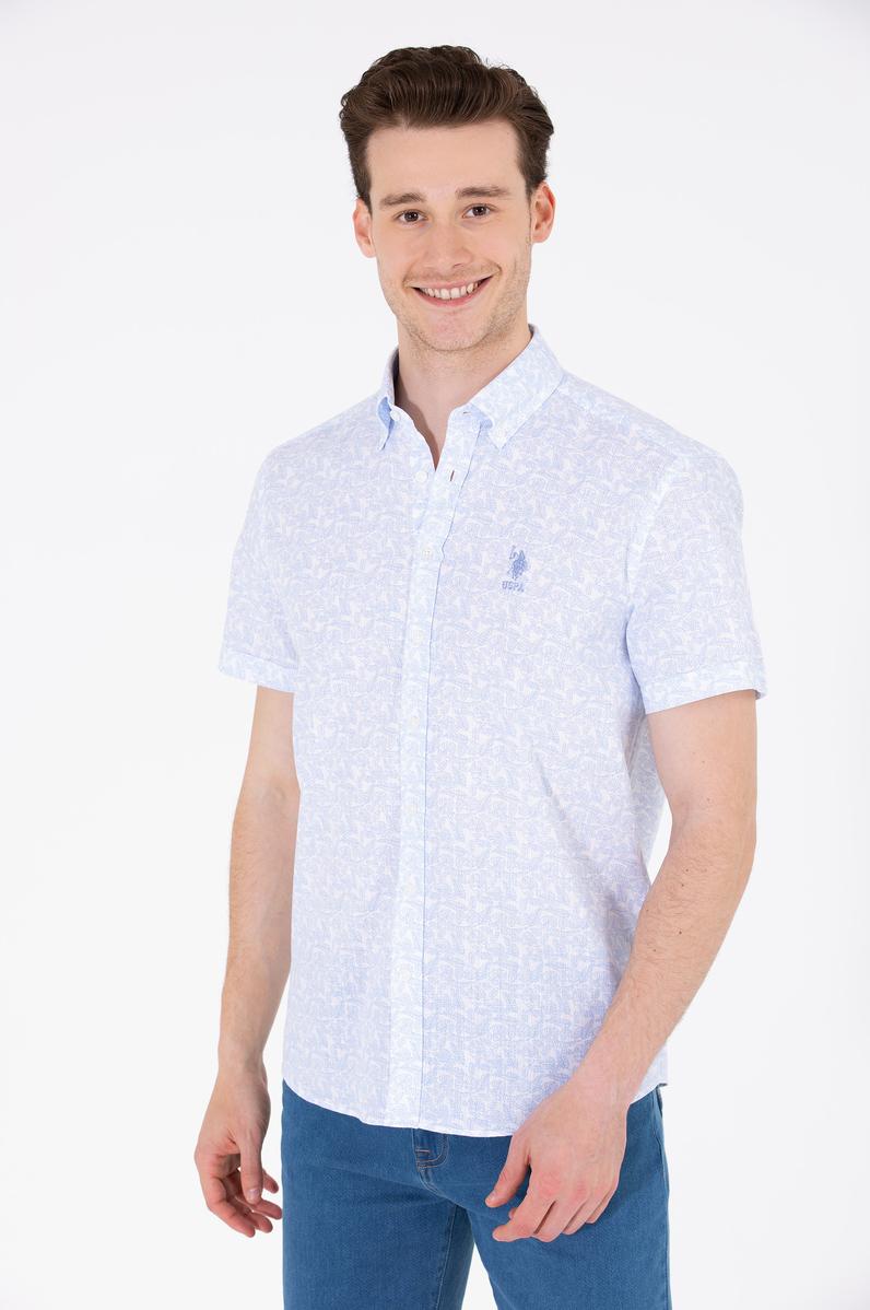 Erkek Mavi Kısa Kollu Gömlek