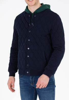 Erkek Lacivert Dik Yaka Örme Hırka - 50254563016