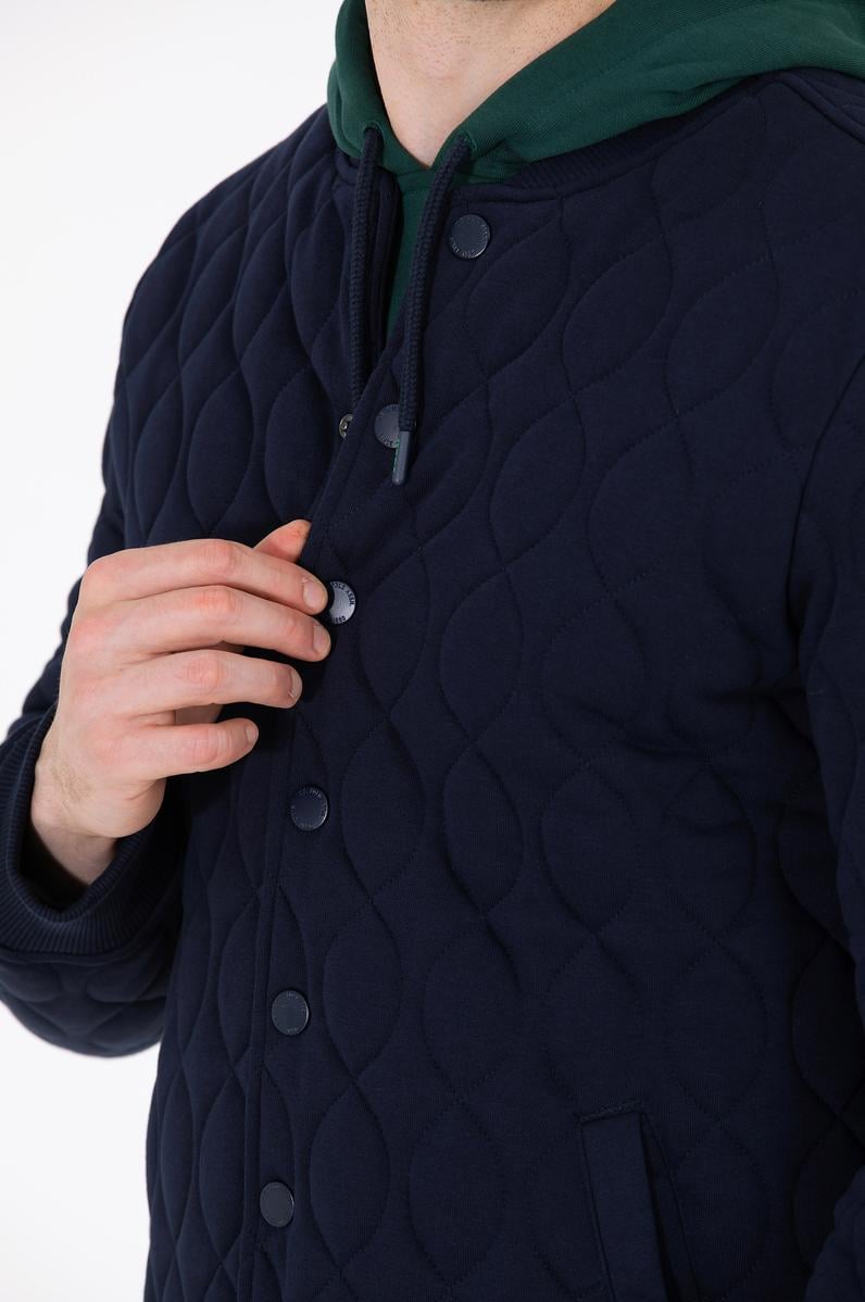 Erkek Lacivert Dik Yaka Örme Hırka