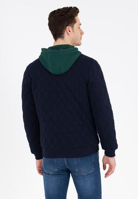 Erkek Lacivert Dik Yaka Örme Hırka - 50254563016