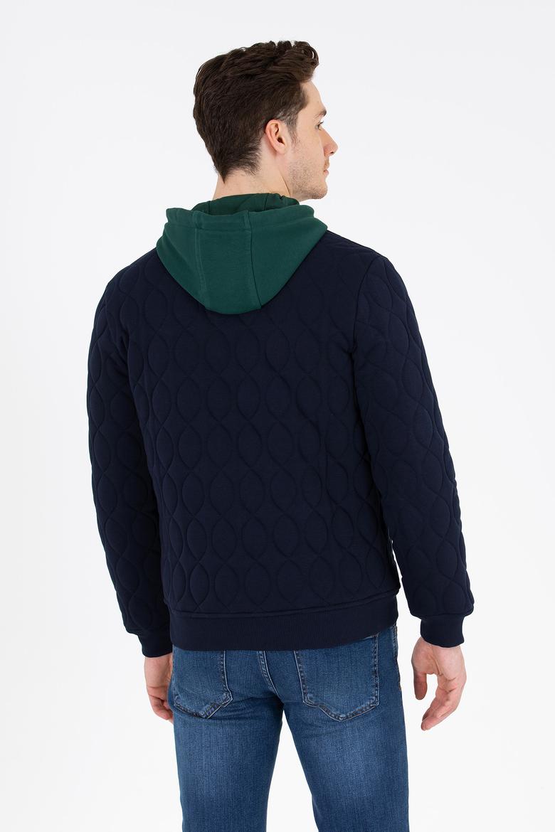 Erkek Lacivert Dik Yaka Örme Hırka - 50254563016