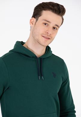 Erkek Yeşil Kapüşonlu Basic Sweatshirt - 50261140028