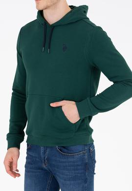 Erkek Yeşil Kapüşonlu Basic Sweatshirt - 50261140028