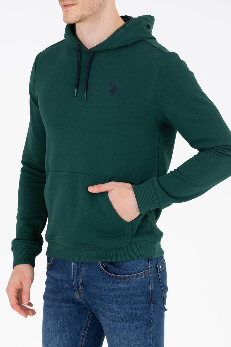 Erkek Yeşil Kapüşonlu Basic Sweatshirt - 50261140028