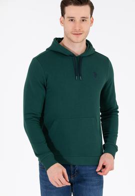 Erkek Yeşil Kapüşonlu Basic Sweatshirt - 50261140028