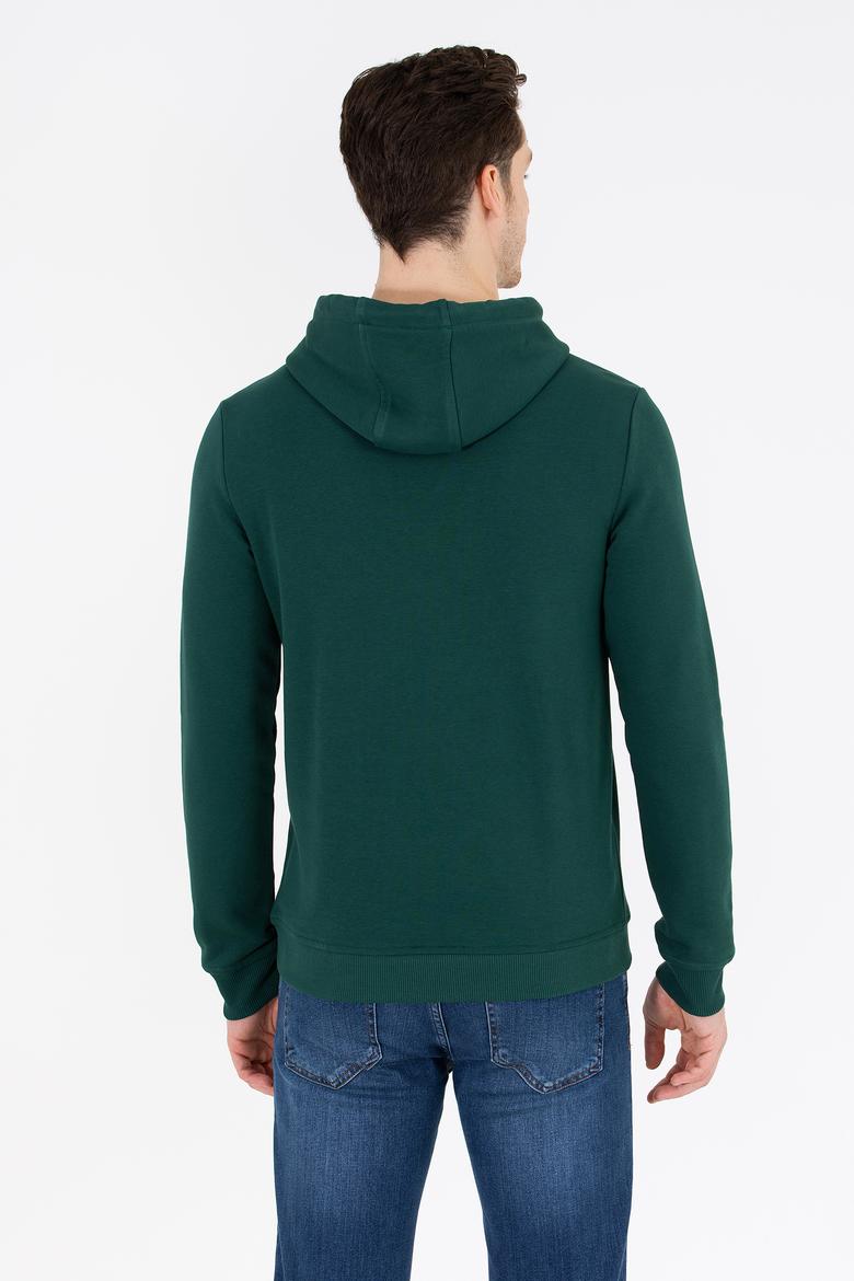 Erkek Yeşil Kapüşonlu Basic Sweatshirt - 50261140028