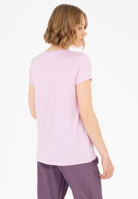 Kadın Manolya V Yaka Basic Tişört - 50262610054