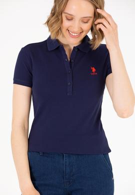 Kadın Lacivert Basic Polo Yaka Tişört - 50262657013