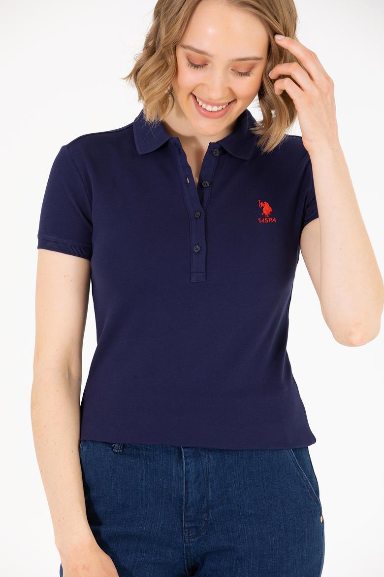 Kadın Lacivert Basic Polo Yaka Tişört - 50262657013