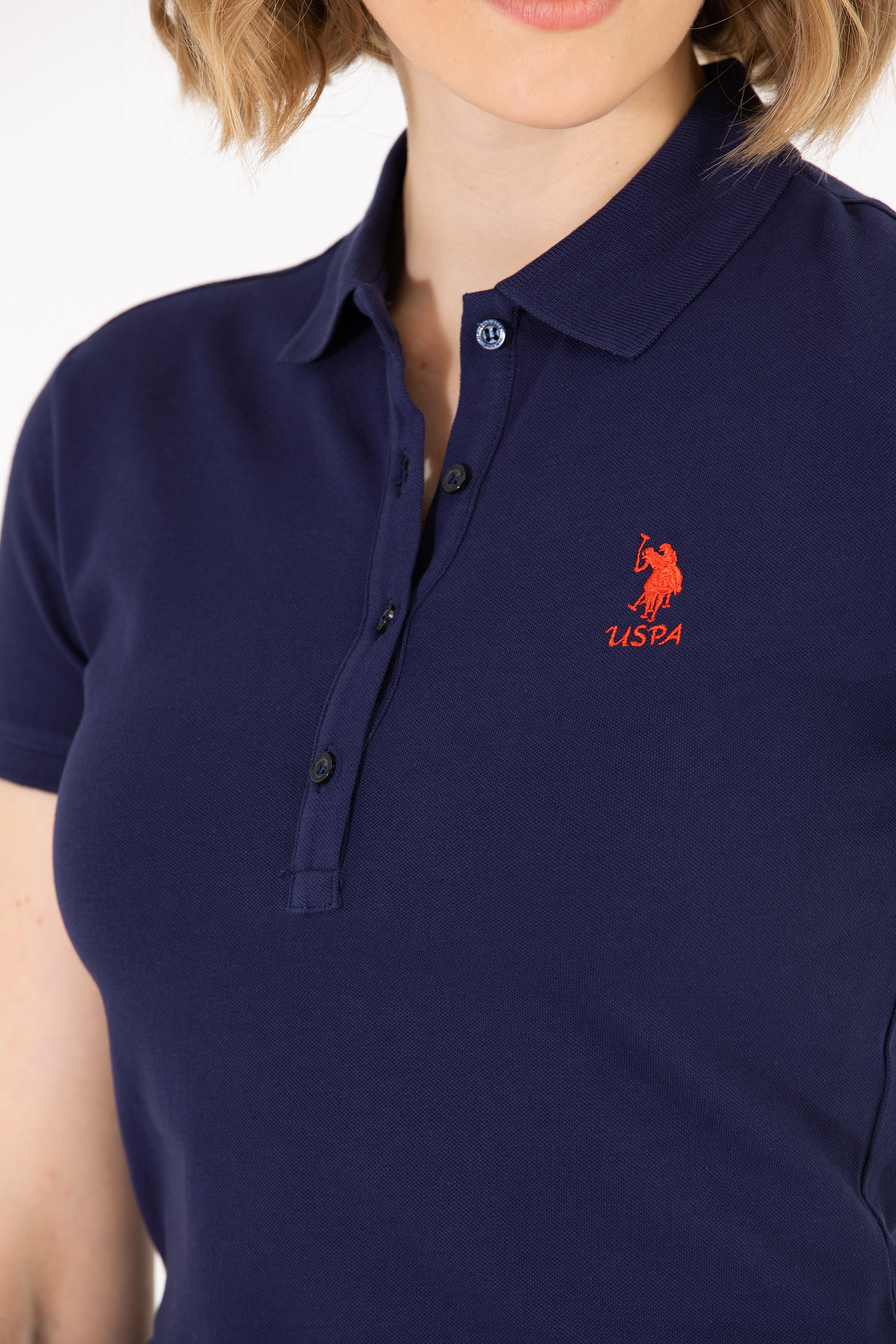 Kadın Lacivert Basic Polo Yaka Tişört - Image 7