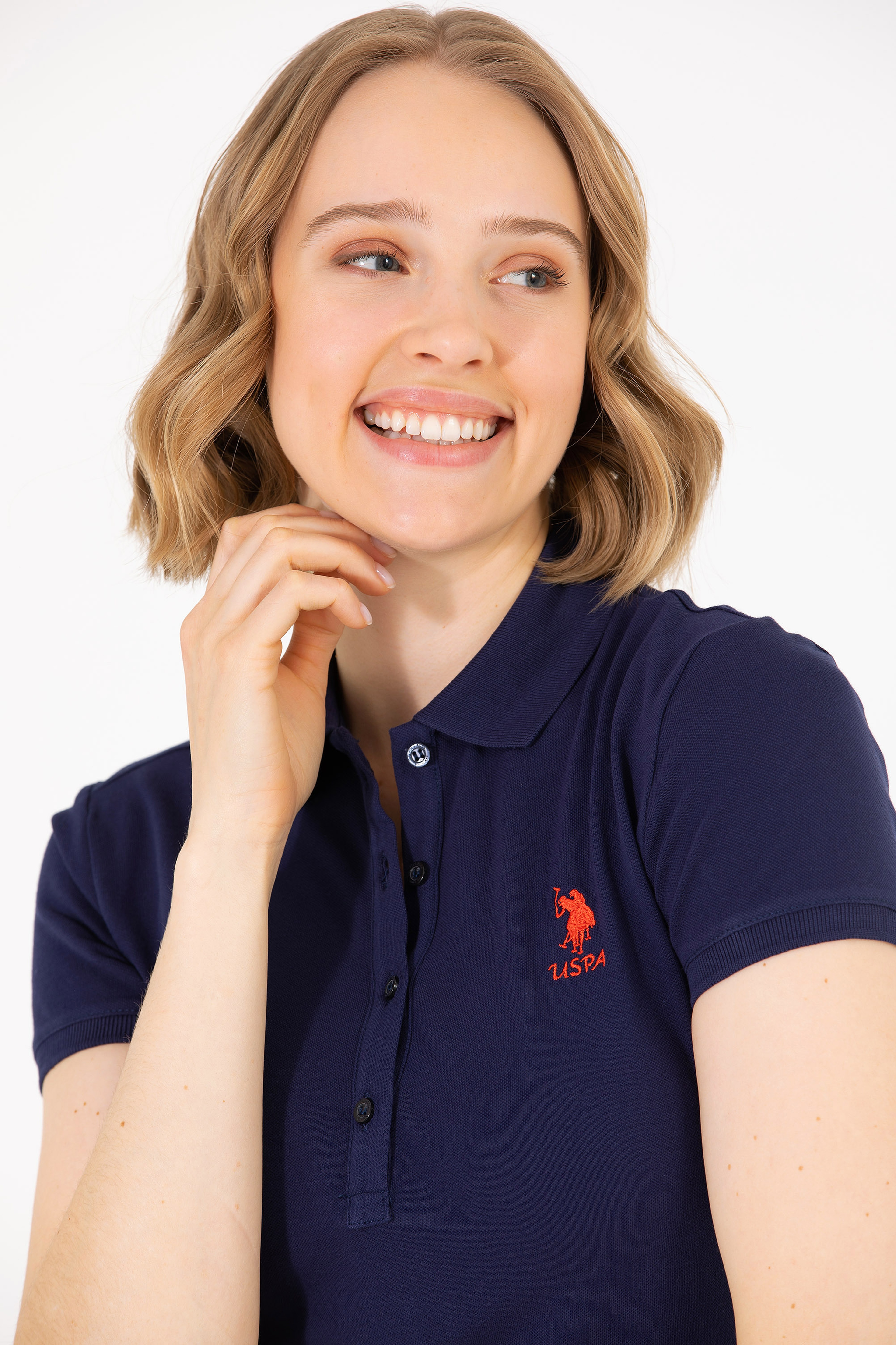 Kadın Lacivert Basic Polo Yaka Tişört