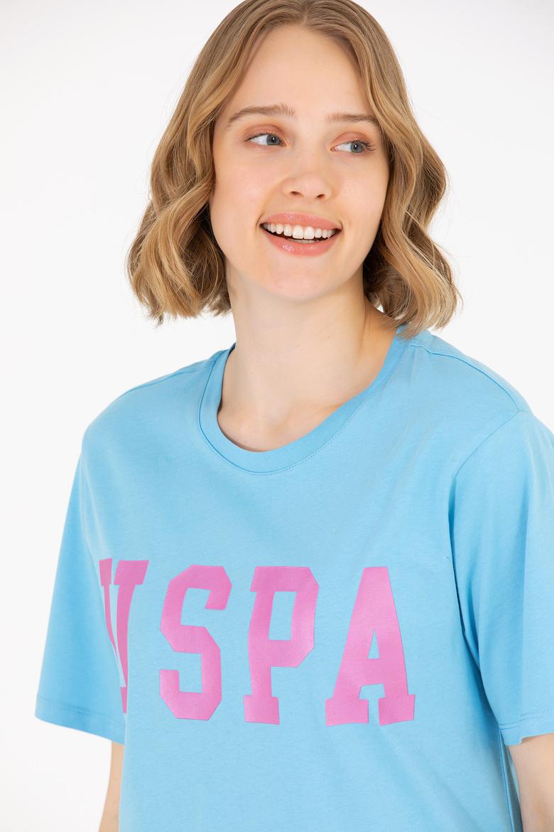 Kadın Turkuaz Bisiklet Yaka Basic Tişört - 50262658115