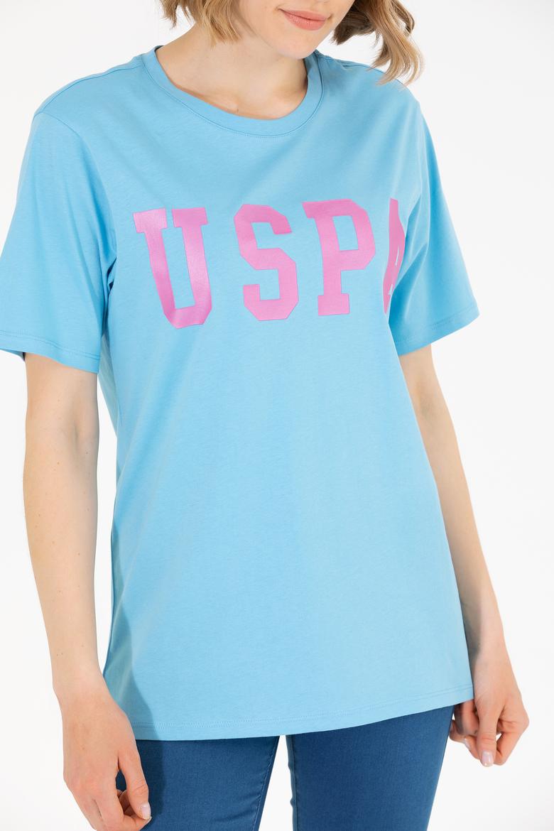 Kadın Turkuaz Bisiklet Yaka Basic Tişört - 50262658115