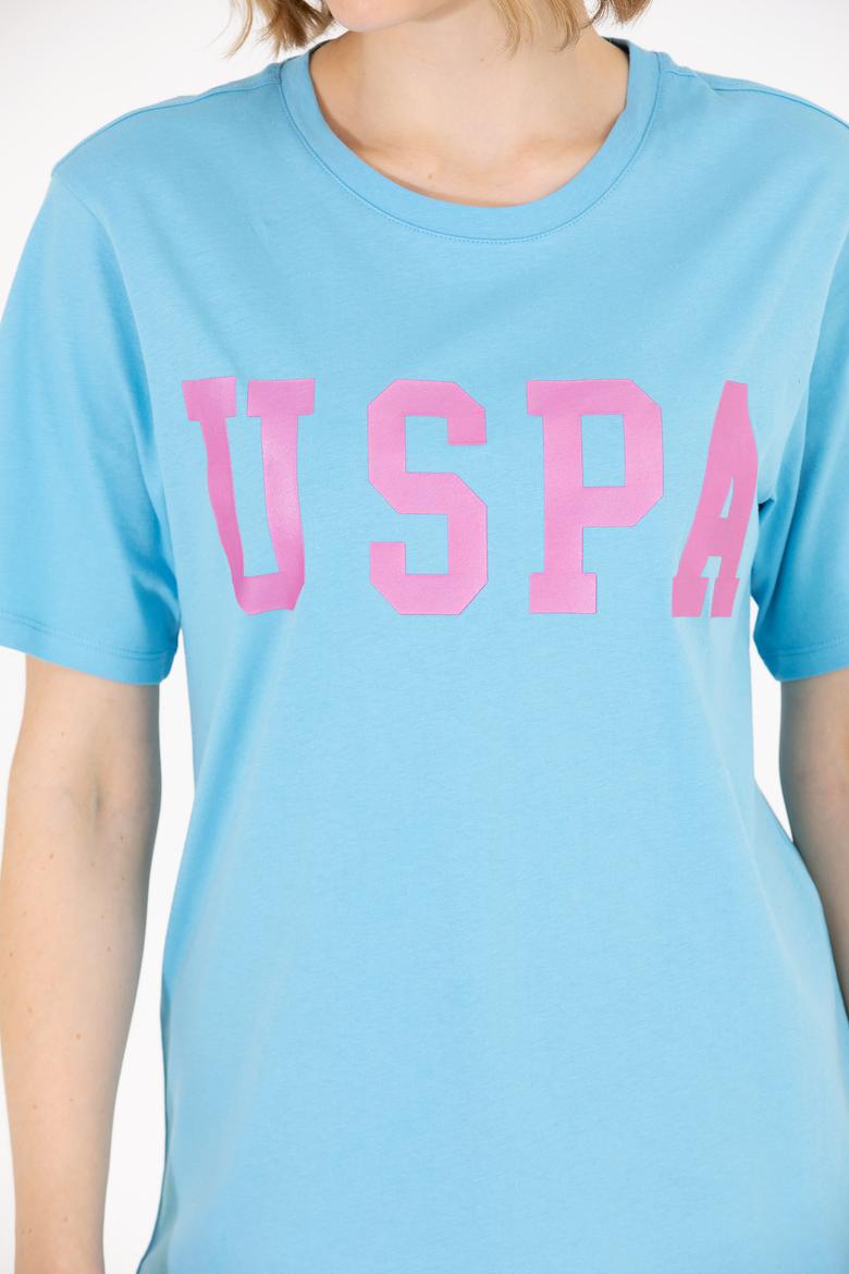 Kadın Turkuaz Bisiklet Yaka Basic Tişört - 50262658115