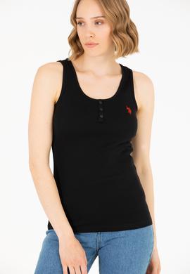 Kadın Siyah Bisiklet Yaka Kolsuz Basic Tişört - 50262673029