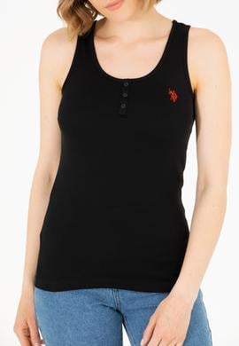 Kadın Siyah Bisiklet Yaka Kolsuz Basic Tişört - 50262673029