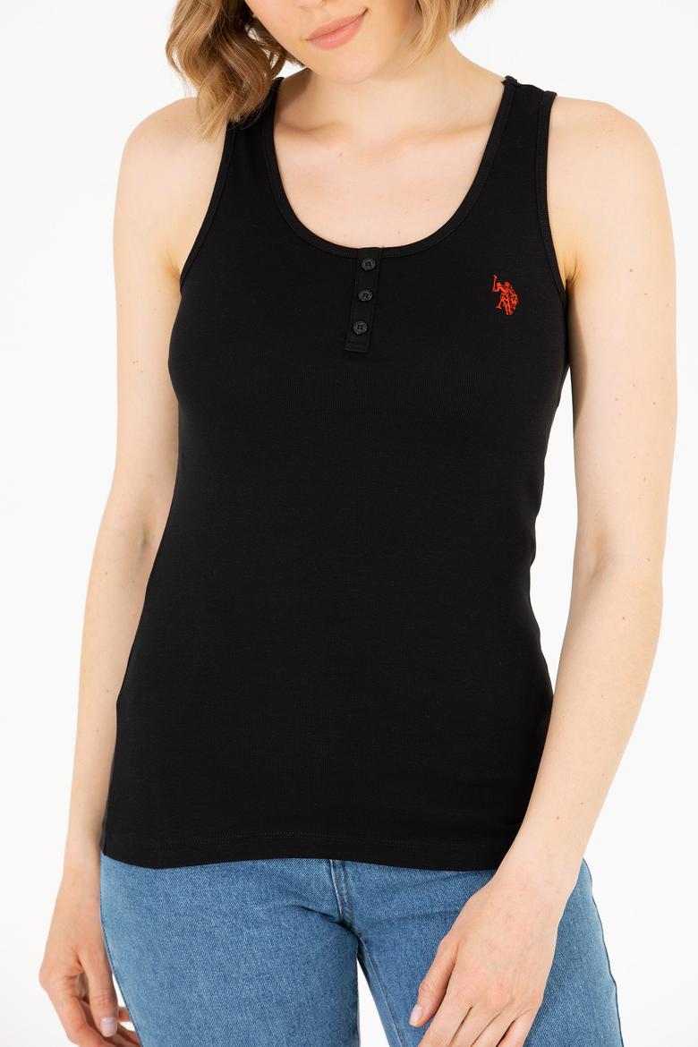 Kadın Siyah Bisiklet Yaka Kolsuz Basic Tişört - 50262673029