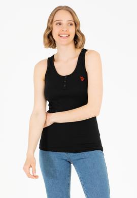 Kadın Siyah Bisiklet Yaka Kolsuz Basic Tişört - 50262673029