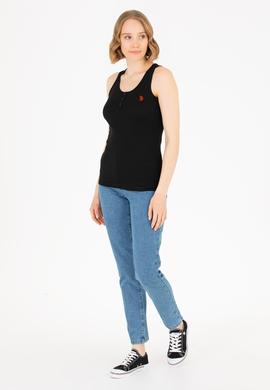 Kadın Siyah Bisiklet Yaka Kolsuz Basic Tişört - 50262673029