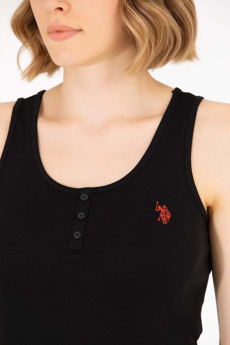 Kadın Siyah Bisiklet Yaka Kolsuz Basic Tişört - 50262673029