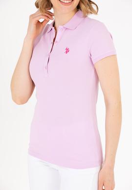 Kadın Açık Pembe Basic Polo Yaka Tişört - 50262675094
