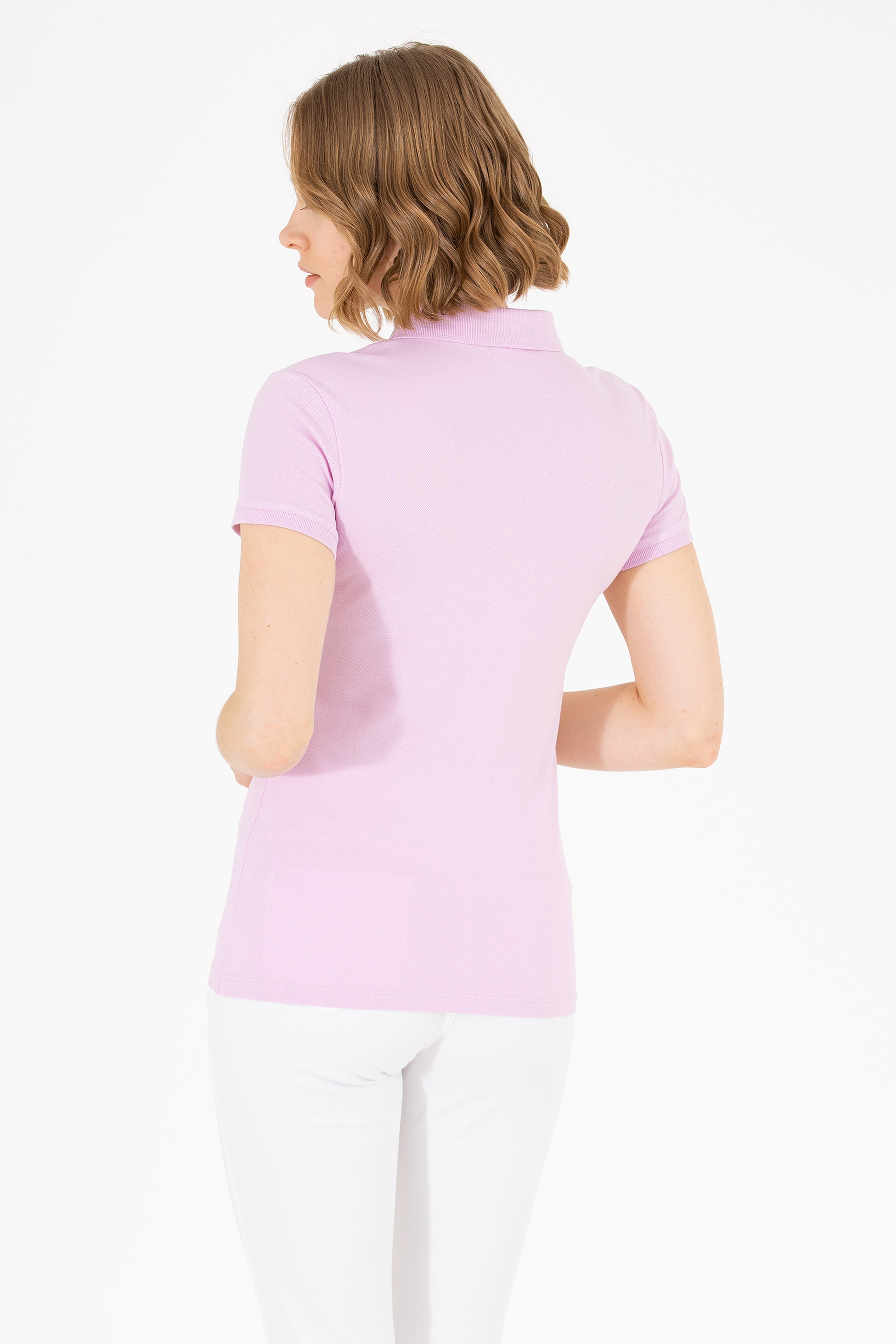 Kadın Açık Pembe Basic Polo Yaka Tişört