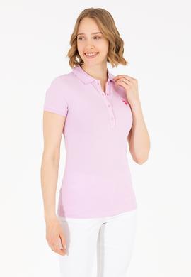 Kadın Açık Pembe Basic Polo Yaka Tişört - 50262675094