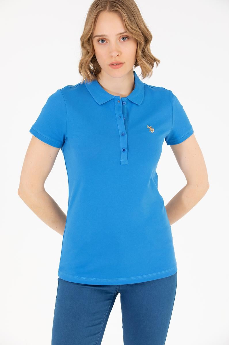 Kadın Saks Basic Polo Yaka Tişört